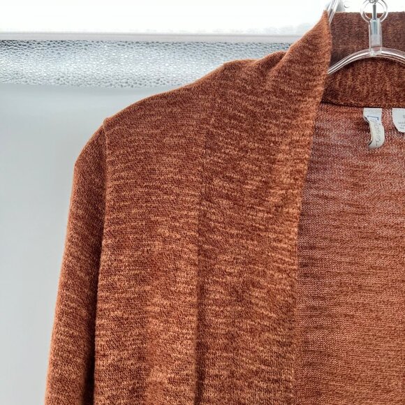 Relativity Women's Open Front Cardigan Long Roll Tab Sleeve Rust Size Small - Picture 5 of 9